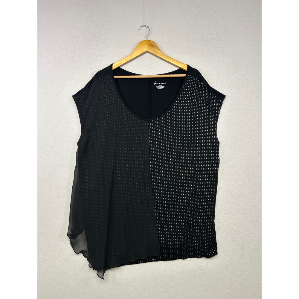 Glam Edgy Party Lane Bryant Womens 22/24 Black Studded Asymmetrical Hem Top